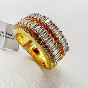 925 Sterling Sliver Moissanite Baguette Ring, 2.265ctw VVS Stones Hip Hop Jewelr